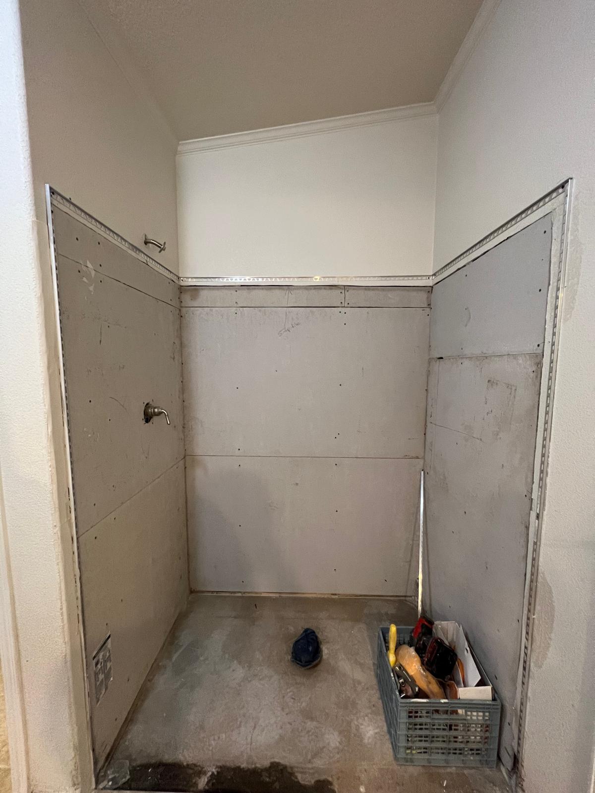 Shower remodel installation progress project 28